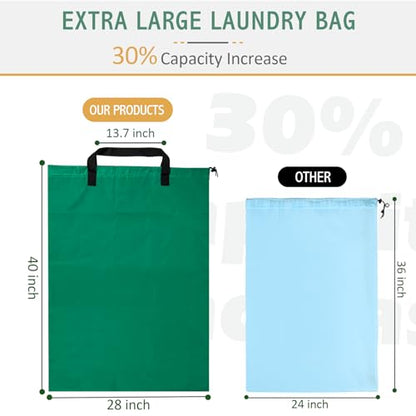 Isink Extra Large Laundry Bag With Handles, Heavy Duty, Travel Laundry Bag for Dirty Clothes, 28" x 40" (Green) - color: Extra Large Laundry Bag With Handles (Green)