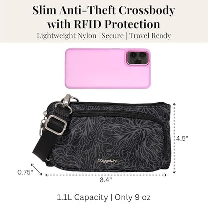 Baggallini Classic Anti-Theft Mini Wallet Crossbody - color: Midnight Blossom