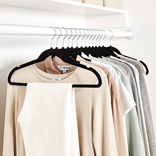 Amazon Basics Slim Velvet Non-Slip Space Saving Suit Clothes Hangers, Closet Organizer, Black/Silver, 100-Pack - color: Black, size: Pack of 100