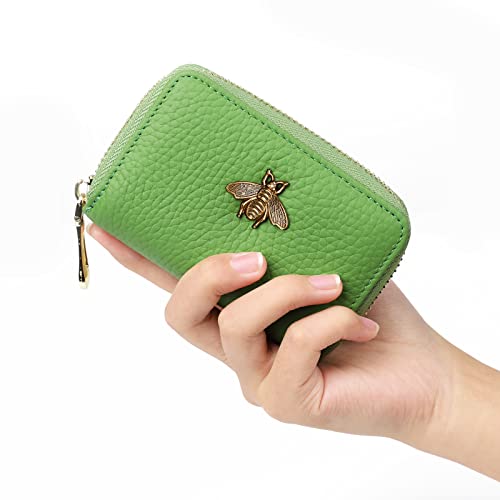 imeetu RFID Credit Card Holder, Small Leather Zipper Card Case Wallet for Women - color: Lite - Fruit Green, size: Lite