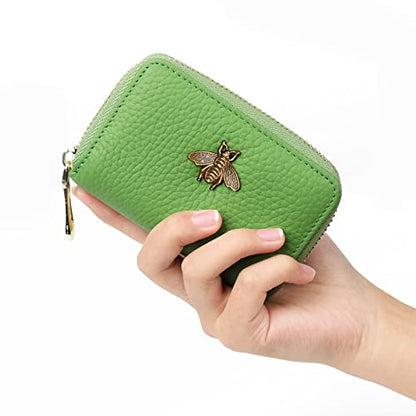 imeetu RFID Credit Card Holder, Small Leather Zipper Card Case Wallet for Women - color: Lite - Fruit Green, size: Lite