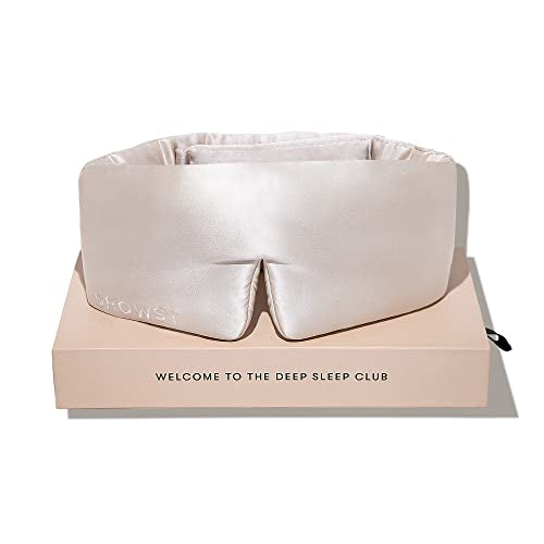 DROWSY Silk Sleep Mask - Face-Hugging, Padded Cocoon for Luxury Sleep in Total Darkness - 100% Pure Mulberry Silk (Dusty Gold) - color: Dusty Gold, size: 1 Count (Pack of 1)