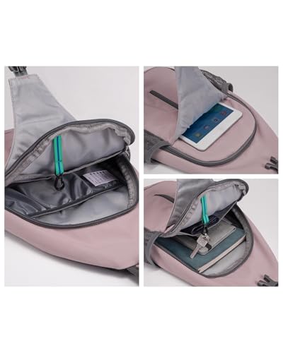 WATERFLY Crossbody Sling Backpack Sling Bag Travel Hiking Chest Bag Daypack (Pink) - color: Pink