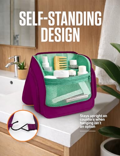 VENTURE 4TH Hanging Travel Toiletry Bag for Women & Men – Large Toiletry Organizer with 18 Compartments, Removable TSA Pouch, Travel Wash Bag for Toiletries, Makeup & Shaving Kit (Purple/Mint) - color: Purple/Mint