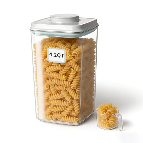 Airtight Food Storage Container with One-Touch Lid, 4.22 QT / 4.0 L Stackable Durable BPA-Free PET for Flour, Sugar, Cereal & Kitchen Pantry Organization. - color: 4.22Qt/4L