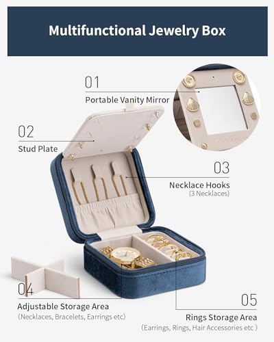 VLANDO Girls Fashion Jewelry Box Mini Case - Dark Blue, Initial - Y - color: Dark Blue, size: Letter Y