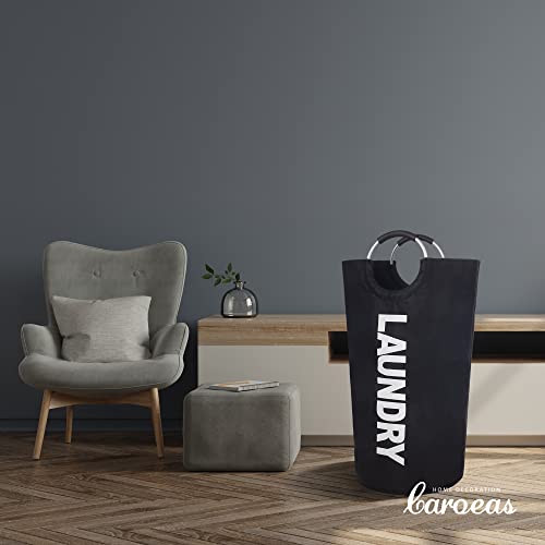 Caroeas 100L Laundry Basket,Large Laundry Hamper, Laundry Bag with Padded Handles, Clothes Hamper Stands Up Well, Collapsible Free Standing Easy Storage Washing Bin (Black,100L) - color: Black, size: 100L