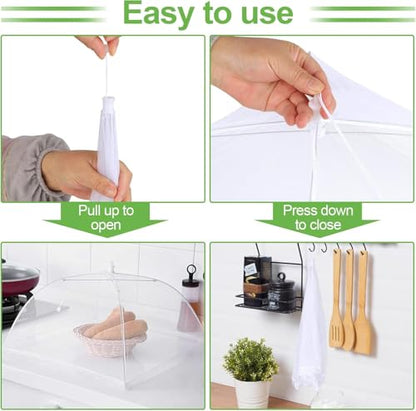 4 Pack Mesh Food Covers 14 inch, Large and Tall Food Covers, Pop-Up Mesh Food Covers Tent Umbrella for BBQs, Outdoors, Screen Tents, Parties Picnics - size: 4 Pack, 14 Inch