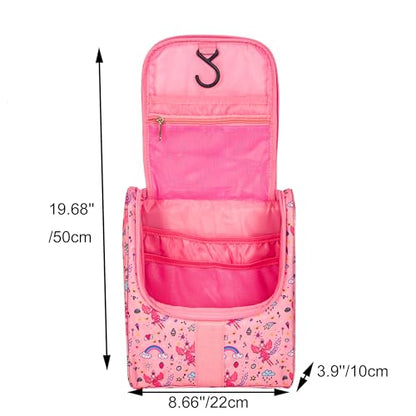 Remobia Hicol Cute Cartoon Hanging Kids Toiletry Bag Children Travel Cosmetic Makeup Organizer Wash Bag Shower bag Over Night Bag Camping Shaving Kit Bag for Boys & Girls(Fairy) - color: Fairy