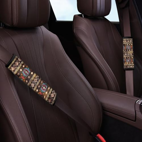 2pcs Car Seat Belt Cover Pads, Aztec African Tribal Seat Belt Cushion Airplane Seatbelt Pad Comfortable Driving Universal Auto Seat Straps for Vehicle, Truck, SUV - color: Aztec African Tribal
