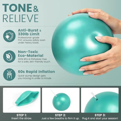 Pilates Kit for Women 13PCS, Pilates Ring and Ball Set with Magic Circle, Resistance Bands Set, Figure 8 Band, Yoga Ring & Grip Socks, Home Workout Equipment Essentials Starter Kit for Beginners - color: Teal