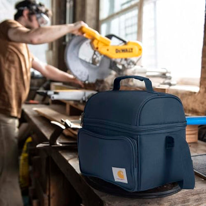 Carhartt Insulated 12 Can Two Compartment Lunch Cooler, Durable Fully-Insulated Lunch Box, Navy - color: Navy
