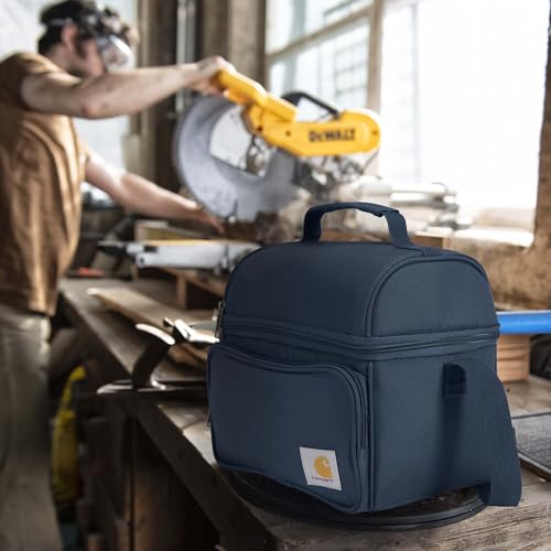 Carhartt Insulated 12 Can Two Compartment Lunch Cooler, Durable Fully-Insulated Lunch Box, Navy - color: Navy