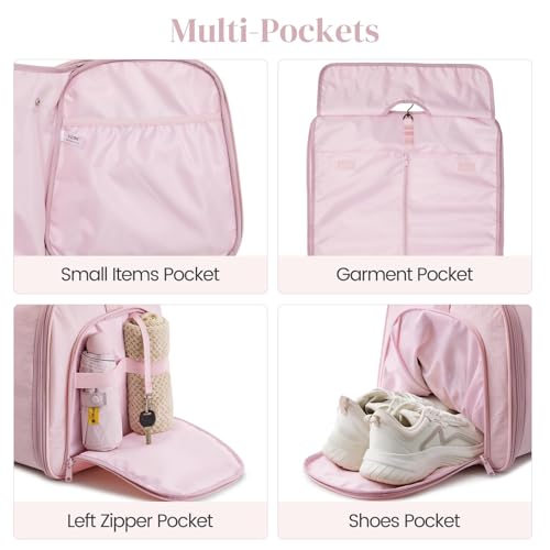 S-ZONE Garment Duffle Bags for Travel Carry on Convertible 2 in 1 Suit Bags Hanging Suitcase with Toiletry Bag 50L - color: Pink