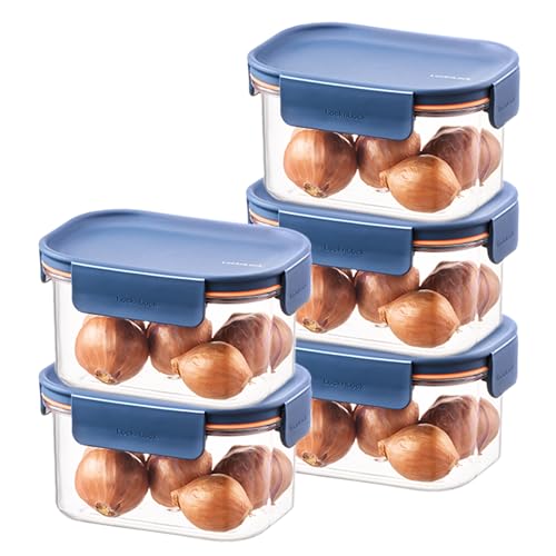 LocknLock Tritan Plastic Bisfree Modular Plus Food Storage Container Set, Lunch, Meal Prep, Stackable, BPA-Free, Leakproof, Freezer-Safe, 10 Pieces, 5 Boxes and 5 Lids, Navy, 450ml - color: Navy, size: 10 set (5 containers & 5 Lids), 450 ml