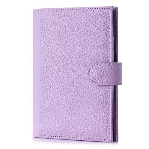 Slim Passport Wallet for Women – RFID Blocking Passport Holder for Travel with Card Slots, Coin Pocket – Stylish Genuine Leather Travel Organizer Gift for Traveler (Lavender) - color: Lavender