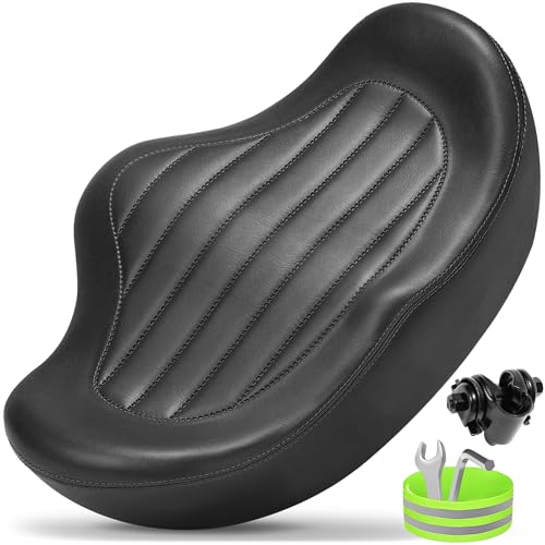 CDYWD Noseless Oversized Bike Seat for Men Women Comfort, Extra Wide Padded Bicycle Seat Cushion, Large Comfortable Bike Saddle for Peloton, Stationary Exercise Bike, Beach Cruiser, City Bike, Ebike - color: G2 Black