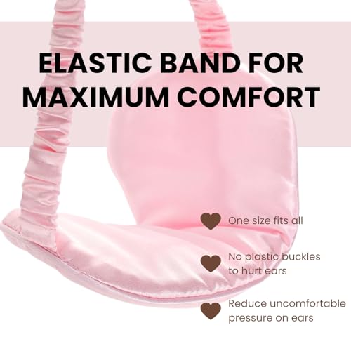 Silk Satin Sleeping Eye Mask, Pink Sleep Eye Mask Night Blindfold for Women and Men, Soft Breathable Blackout Eyeshade Eye Cover for Travel, Wedding Bridesmaid Gift - color: Pink