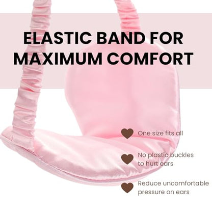 Silk Satin Sleeping Eye Mask, Pink Sleep Eye Mask Night Blindfold for Women and Men, Soft Breathable Blackout Eyeshade Eye Cover for Travel, Wedding Bridesmaid Gift - color: Pink