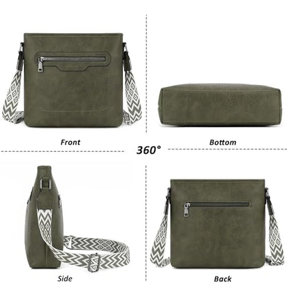 TANTOMI Crossbody Bags for Women Casual Crossbody Purses for Women Travel Shoulder Bag Handbags with Adjustable Strap - color: Dark Green