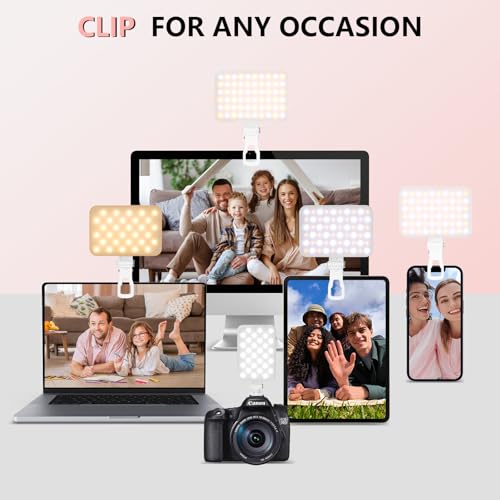 BANSINE LED Phone Light - USB-Rechargeable Portable Photo Light with 97+ CRI, Up to 6500K Color Temperature for Selfie, Zoom Conference, Video, Makeup and Live Stream - color: Pink