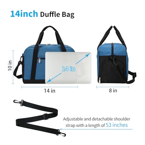Apenze Small Gym Bag 14 inch lightweight Carry On Mini Duffel Bag with Shoe Compartment for Travel Sport - Blue - color: Blue