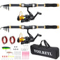 Yoilrey Fishing Rod and Reel Combo – 5.9ft Telescopic Fishing Pole Starter Kit with Spinning Reel, Fishing Line, Lure Box & Tackle Bag for Travel - color: ï¼ 2 packï¼ Black and Gold