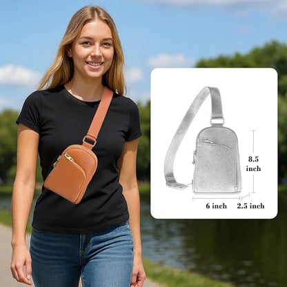 INICAT RFID Blocking Sling Bag, Anti Theft Crossbody Bag for Women Compact Travel Purses Leather - color: Brown Leather