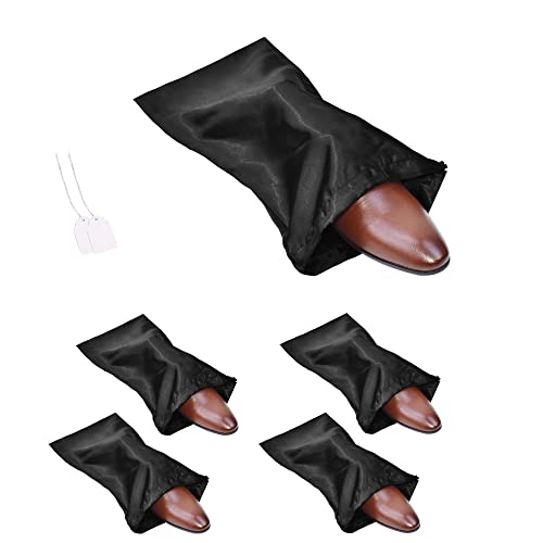 GONGKANGYUAN 4 Pack Shoe Bags for Travel Satin Fabric Shoe Bag with Drawstring for Men Women Travel Protecting Storing Shoes - color: Black
