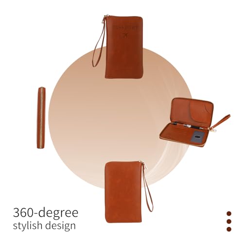 Multifunctional RFID Passport Wallet, Elegant Travel Passport Holder Wallet Boarding Pass Pouch for Business Trip & Vacation