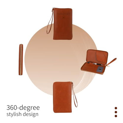 Multifunctional RFID Passport Wallet, Elegant Travel Passport Holder Wallet Boarding Pass Pouch for Business Trip & Vacation
