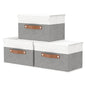 OUTBROS Foldable Storage Boxes, Large Linen Fabric, 15 x 9.8 x 9.8 inch, White/Grey, 3-Pack - color: White/Grey, size: 15x9.8x9.8in(3-pack)