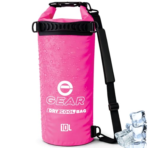 Enthusiast Gear Insulated Dry Bag Floating Cooler – 10L / 15L / 25L Roll Top, Leak Proof, Waterproof, Collapsible, with Padded Shoulder Strap - Perfect for Kayaking Fishing Beach - color: Pink, size: 10 Liter