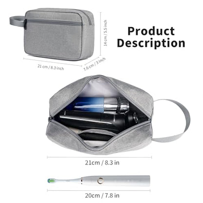 Travel Hanging Toiletry Bag with Carry Handle - Water-Resistant Small Cosmetic Organizer for Men & Women, Makeup, Shaving Kit, Gym & Travel Essentials (Grey) - color: Grey