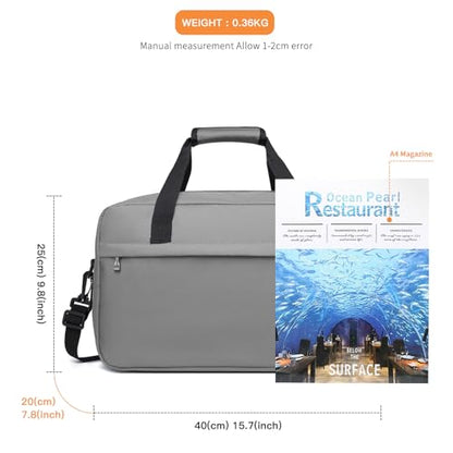 Kono Travel Duffel 20L Under Seat Carry-On Sports Tote Gym Weekender Overnight Bag - 15.75"x9.84"x7.87" Gray - color: Gray, size: M(15.75in x 9.84in x 7.87in)-20L