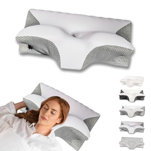 Cervical Pillow for Neck Pain Relief, Ergonomic Contour Orthopedic Pillow for Sleeping Shoulder Pain & Support, Cozy Memory Foam Ice Feel Neck Pillow for Side Back Stomach Sleeper(Dark Grey) - color: Dark Grey
