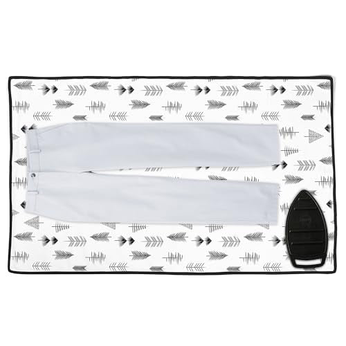 Encasa XO Ironing Mat/Pad (Large 48"x28") with 3mm Padding & Silicone Iron Rest for Steam Pressing on Tabletop or Bed - Heat Resistant, Portable, Quilting & Travel Blanket - Black Arrow - color: Black Arrow, size: Large