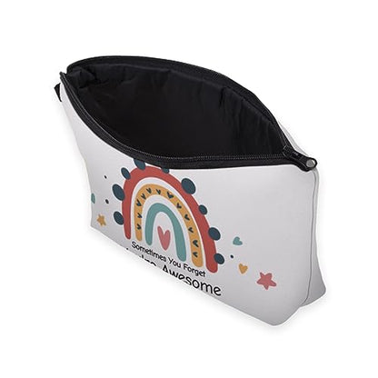 Deanfun Small Makeup Case - Cute and Waterproof Cosmetic Bag for Women(Rainbow, Sometimes You Forget That You'Re Awesome, So This Is Your Reminder D5-56372) - color: Rainbow, Sometimes you forget that you're awesome, so this is your reminder 56372