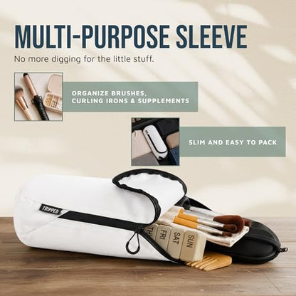 Toiletry Bag Kit 3 Piece Set: Hanging Travel Toiletry Bag + 311 TSA Cosmetic Liquid Bag + Accessory Organizer Pouch - color: White Ripstop