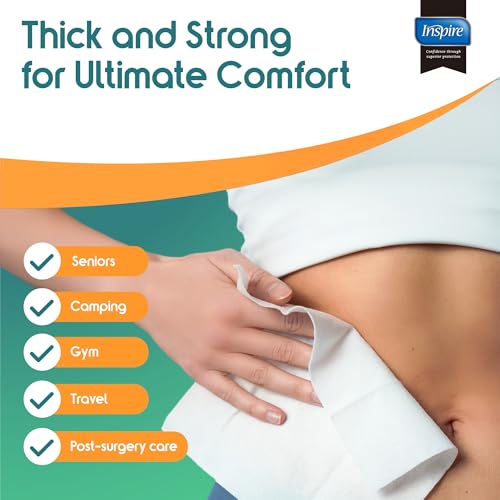 Inspire Ultra Thick Rinse Free Body Wipes, Bathing Wipes, Rinse Free Wet Wipes, Thick Strong Extra Large With Aloe Vera Enriched - style: Ultra Thick Value Pack - 18 Packs Of 8