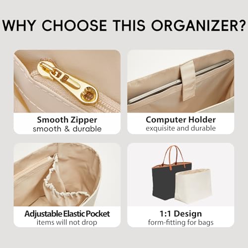 Lightweight Nylon Goyard Tote Bag Organizer Insert, Ultra-Light Bag Insert with Laptop Sleeve Fit 13″ Tablet, Durable Tear-Resistant Multi-Pocket Bag Organizer for Goyard Saint Louis GM - size: St Louis GM