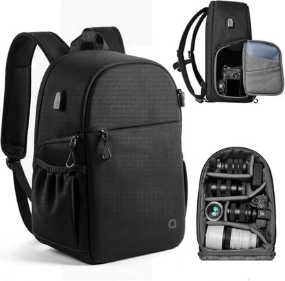 llano 20L Camera Backpack for DSLR/SLR/Mirrorless – Water-Resistant Photography Bag with Laptop Slot & Tripod Holder, Compact Case for Canon/Nikon/Sony, Travel & Outdoor,Large Capacity, Black - size: 20L