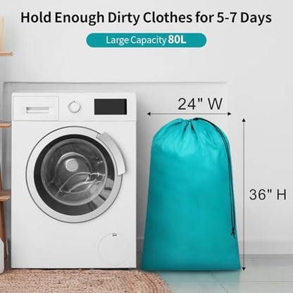 F-color Travel Laundry Bags 2 Pack - Cruise Essentials 2026 Washable Dirty Clothes Travel Bag 24 x 36 Inch for Cruise Ship Cabin, Summer Camp & College Dorm Hamper Liner, Blue & Gray - color: 2-Pack, Blue & Gray