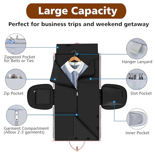 Convertible 2-in-1 Garment Bags for Travel, Carry On Garment Duffle Bag With Shoe Compartment Large Weekender Bag for Women Men Hanging Suitcase Suit Travel Duffel Overnight Bags 4pcs Set - color: Black White Stripe
