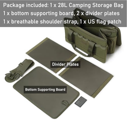 Tactical Camping Storage Bag 28L Tactical Utility Tote Bag Camping Cookware Organizer Trunk Organizer - color: Army Green