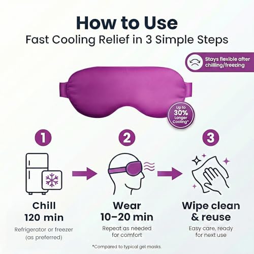 Cooling Eye Mask for Puffy Eyes: Fsa Eligible ltems Hsa, Migraines Headache Fast Relief After Surgery Care Cold Compress, Reusable Face Ice Pack Gel for Dark Circles, Gentle Weighted Sleep Mask Purple - color: Purple