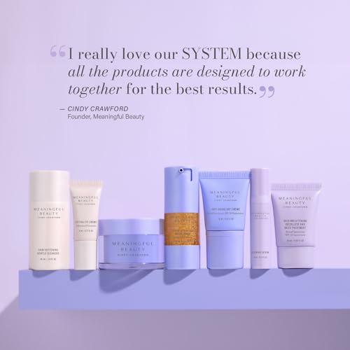 Meaningful Beauty Travel Size 7-Piece Starter Kit, Deluxe Face & Neck Skincare Gift Set for Women – Cleanser, Melon Serum, Day Crème SPF 30, Retinol Night Crème, Eye Crème, Neck SPF 15