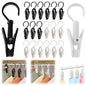 VinBee 20 PCS Laundry Hooks with Clips Super Strong Plastic Home Travel Swivel Hanging Hanger Closet Organizer Clamps Socks Boot Bras Towels for Bathroom Wardrobe Kitchen - 4.3 Inches (Black+White) - color: Black + White
