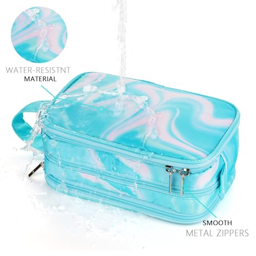 Teal Toiletry Bag for Girls, Travel Toiletry Bag for Teen Girls Cosmetic Bag Makeup Bag Waterproof Hanging Wash Bag Kids Toiletries, Green - color: Fluids-Teal