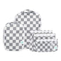 Bumkins Packing Cubes and TSA Approved Pouches for Travel Bag, Organize Luggage with Compression Bag, Essential Traveling Accessories to Pack Clothes, Toiletries Carry On Suitcase, 5-pc Gray Check - color: A2 Charcoal Check-set
